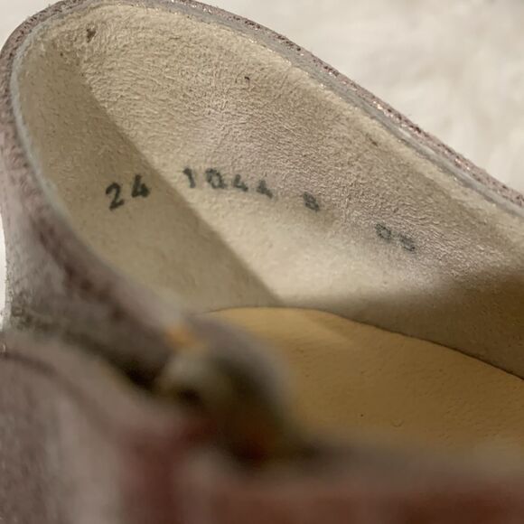 PAUL Green metallic champagne leather strap heels shoes hook & loop closure - Picture 11 of 15